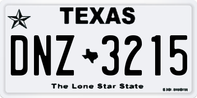 TX license plate DNZ3215