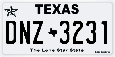 TX license plate DNZ3231