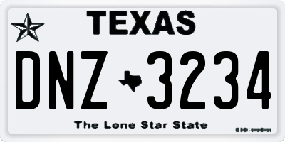 TX license plate DNZ3234
