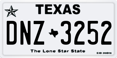 TX license plate DNZ3252