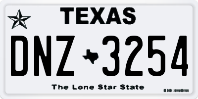 TX license plate DNZ3254