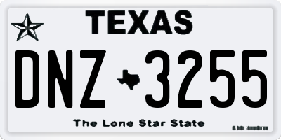 TX license plate DNZ3255