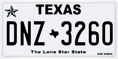 TX license plate DNZ3260