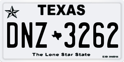 TX license plate DNZ3262