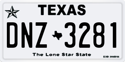 TX license plate DNZ3281