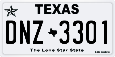 TX license plate DNZ3301