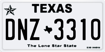 TX license plate DNZ3310