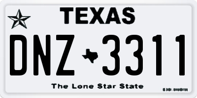 TX license plate DNZ3311