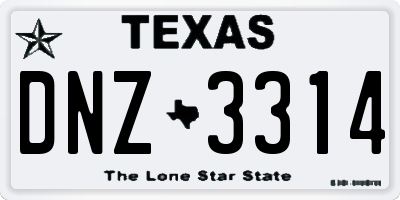 TX license plate DNZ3314