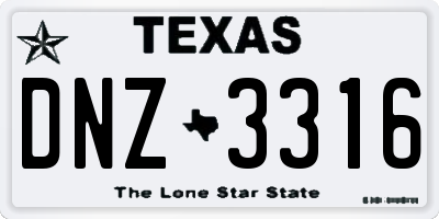 TX license plate DNZ3316