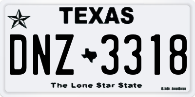 TX license plate DNZ3318