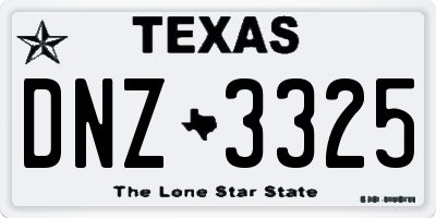 TX license plate DNZ3325