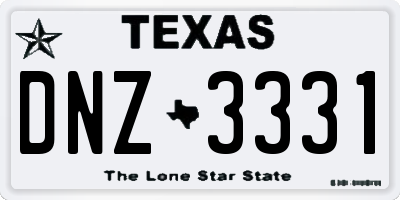 TX license plate DNZ3331
