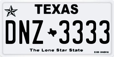 TX license plate DNZ3333