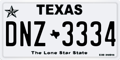 TX license plate DNZ3334