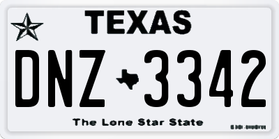 TX license plate DNZ3342