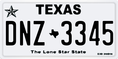 TX license plate DNZ3345