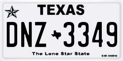 TX license plate DNZ3349