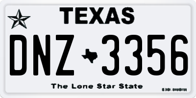 TX license plate DNZ3356