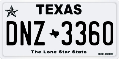 TX license plate DNZ3360