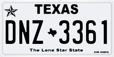 TX license plate DNZ3361