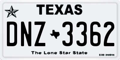 TX license plate DNZ3362
