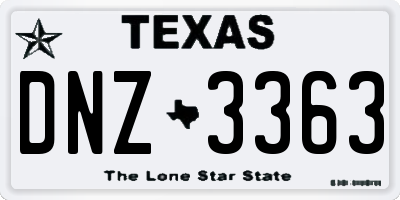TX license plate DNZ3363