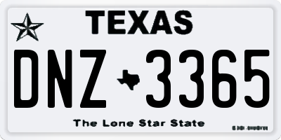 TX license plate DNZ3365