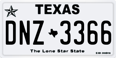 TX license plate DNZ3366