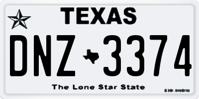 TX license plate DNZ3374