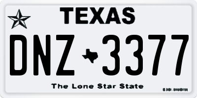 TX license plate DNZ3377