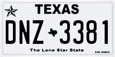 TX license plate DNZ3381
