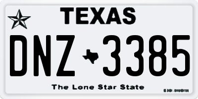 TX license plate DNZ3385