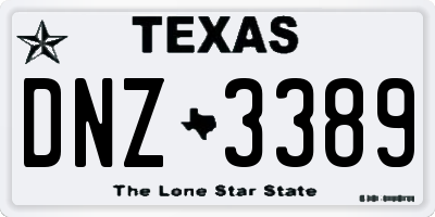 TX license plate DNZ3389