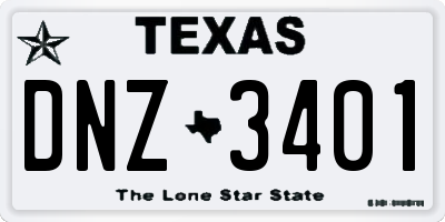 TX license plate DNZ3401