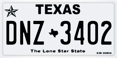 TX license plate DNZ3402
