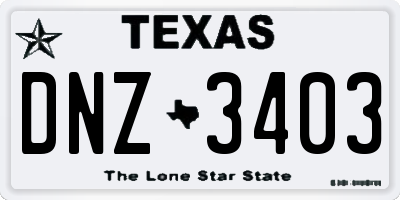 TX license plate DNZ3403