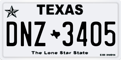 TX license plate DNZ3405