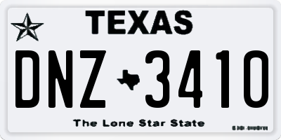 TX license plate DNZ3410