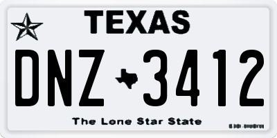 TX license plate DNZ3412