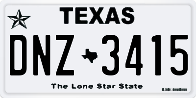 TX license plate DNZ3415