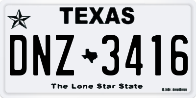 TX license plate DNZ3416