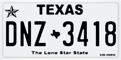 TX license plate DNZ3418