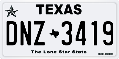TX license plate DNZ3419