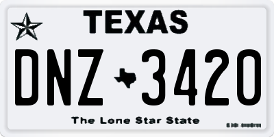 TX license plate DNZ3420