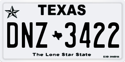 TX license plate DNZ3422