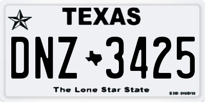 TX license plate DNZ3425