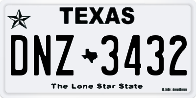 TX license plate DNZ3432