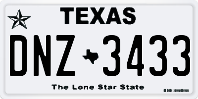 TX license plate DNZ3433