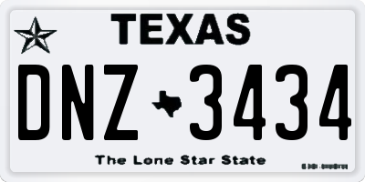 TX license plate DNZ3434